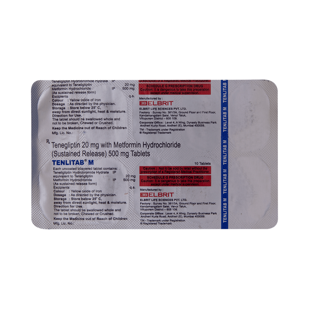 Tenlitab M 500mg/20mg Tablet