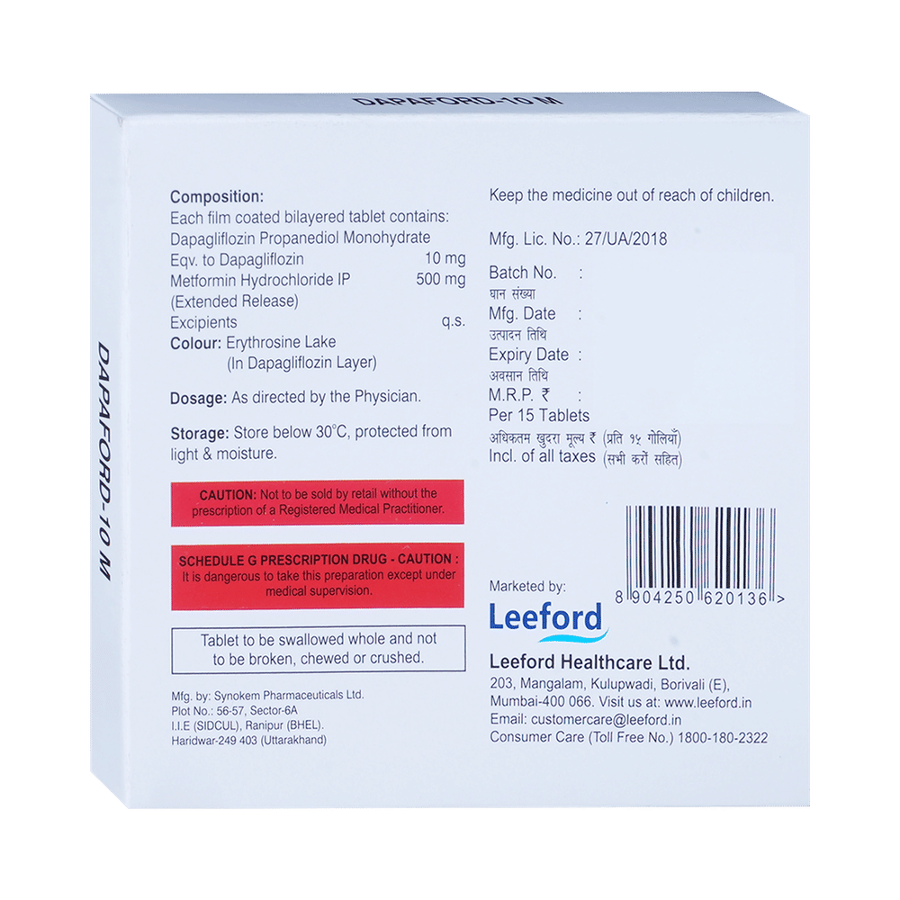dapaFORD M 10mg/500mg Tablet