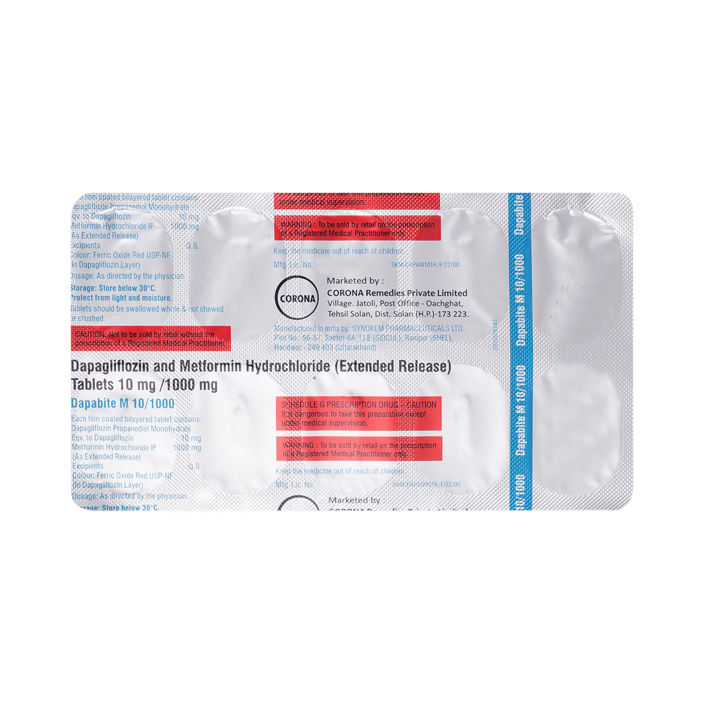 dapaBITE M 10mg/1000mg Tablet