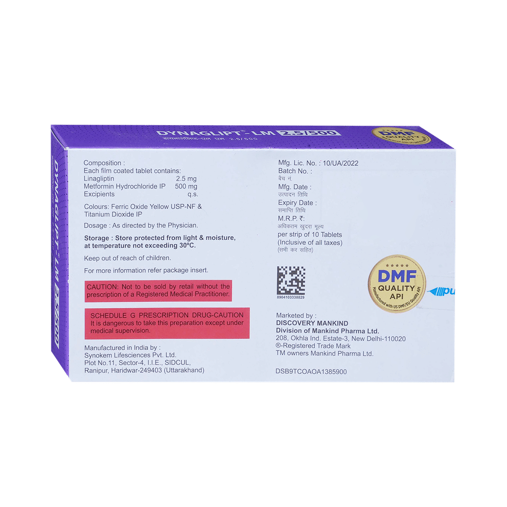 Dynaglipt LM 500mg/2.5mg Tablet