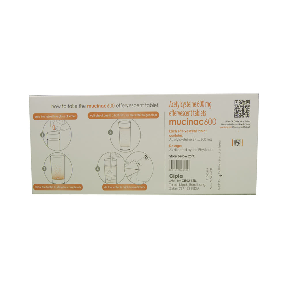 Mucinac 600 Effervescent Tablet Orange Sugar Free