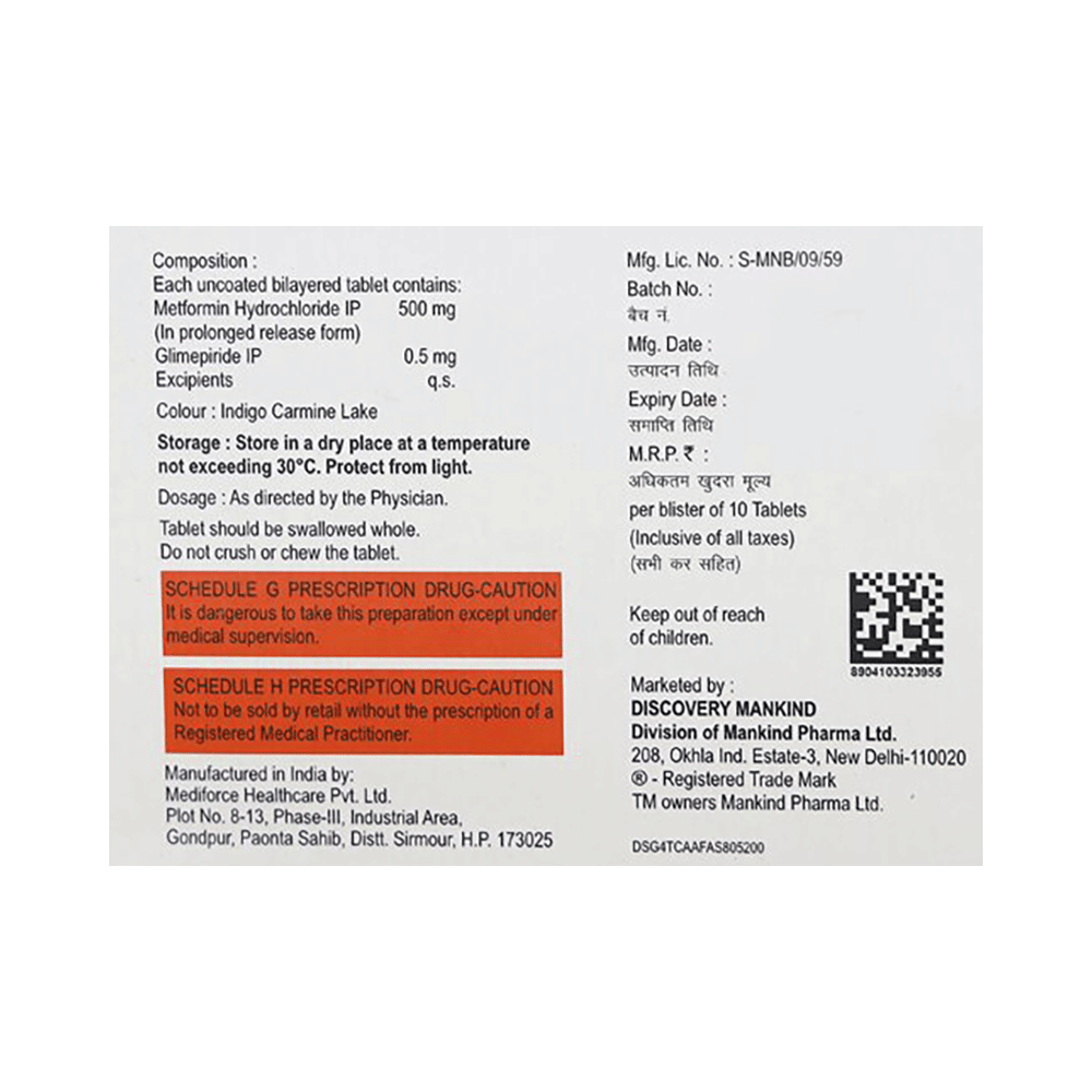 Glimestar-M 0.5mg/500mg Tablet