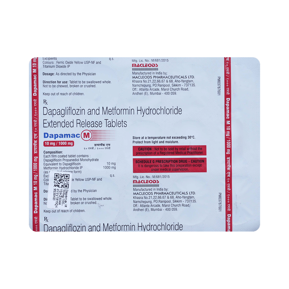 Dapamac M 10mg/1000mg Tablet