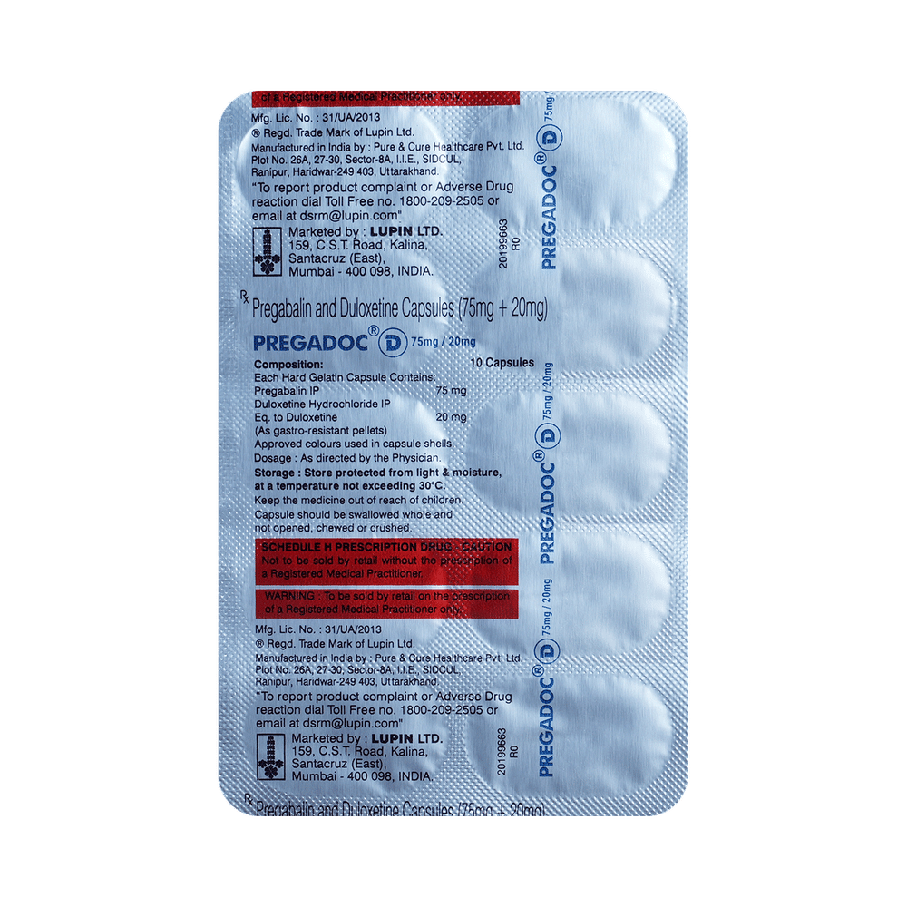 Pregadoc D 75mg/20mg Capsule