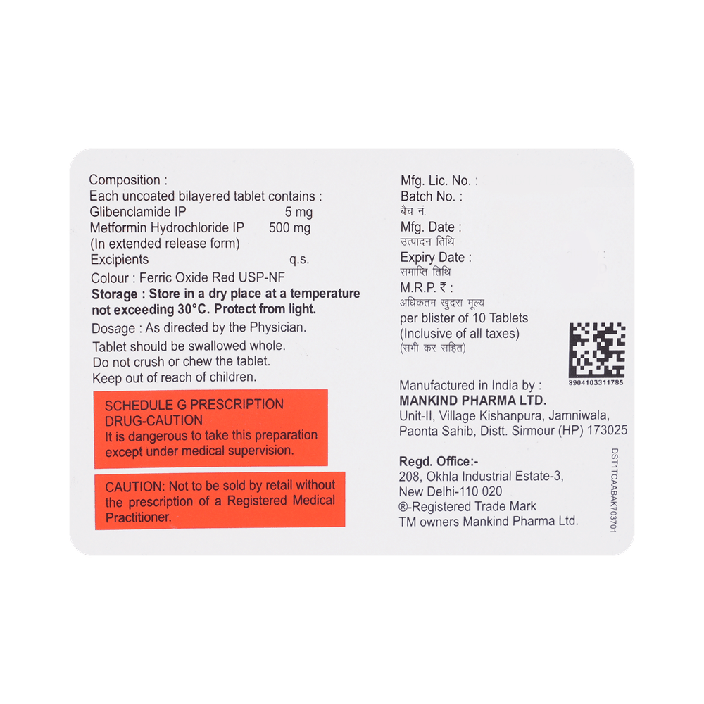 Glucomust M 5 mg/500 mg Tablet