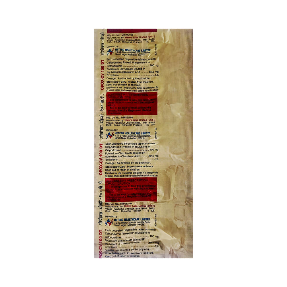 Opox CV 100mg/62.5mg Tablet DT