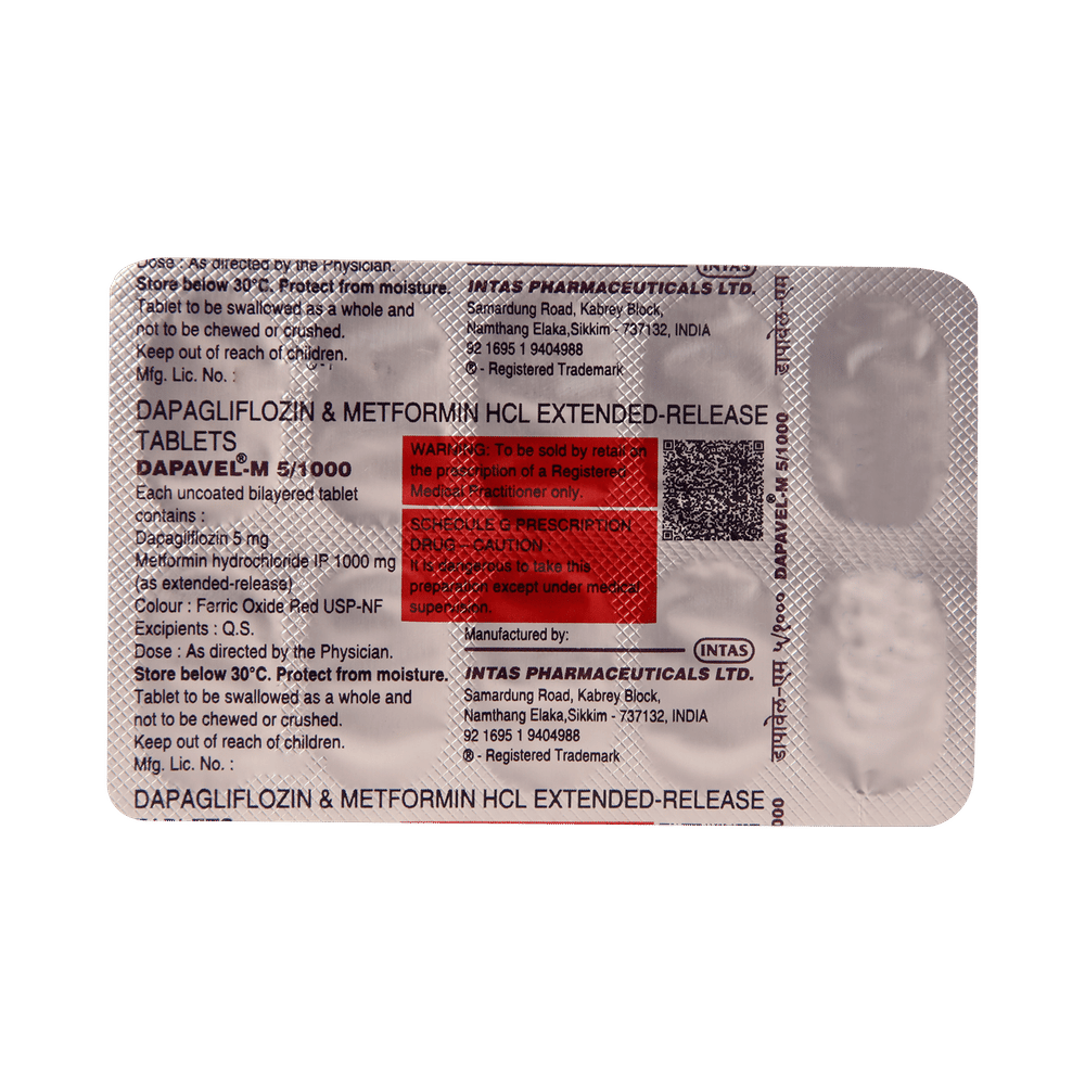 Dapavel M 5mg/1000mg Tablet ER