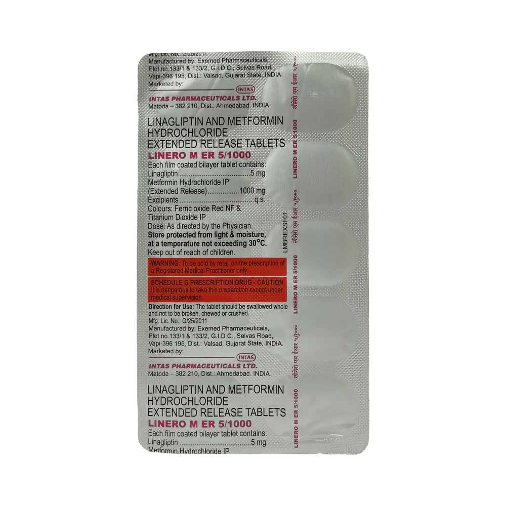 Linero M 1000mg/5mg Tablet ER