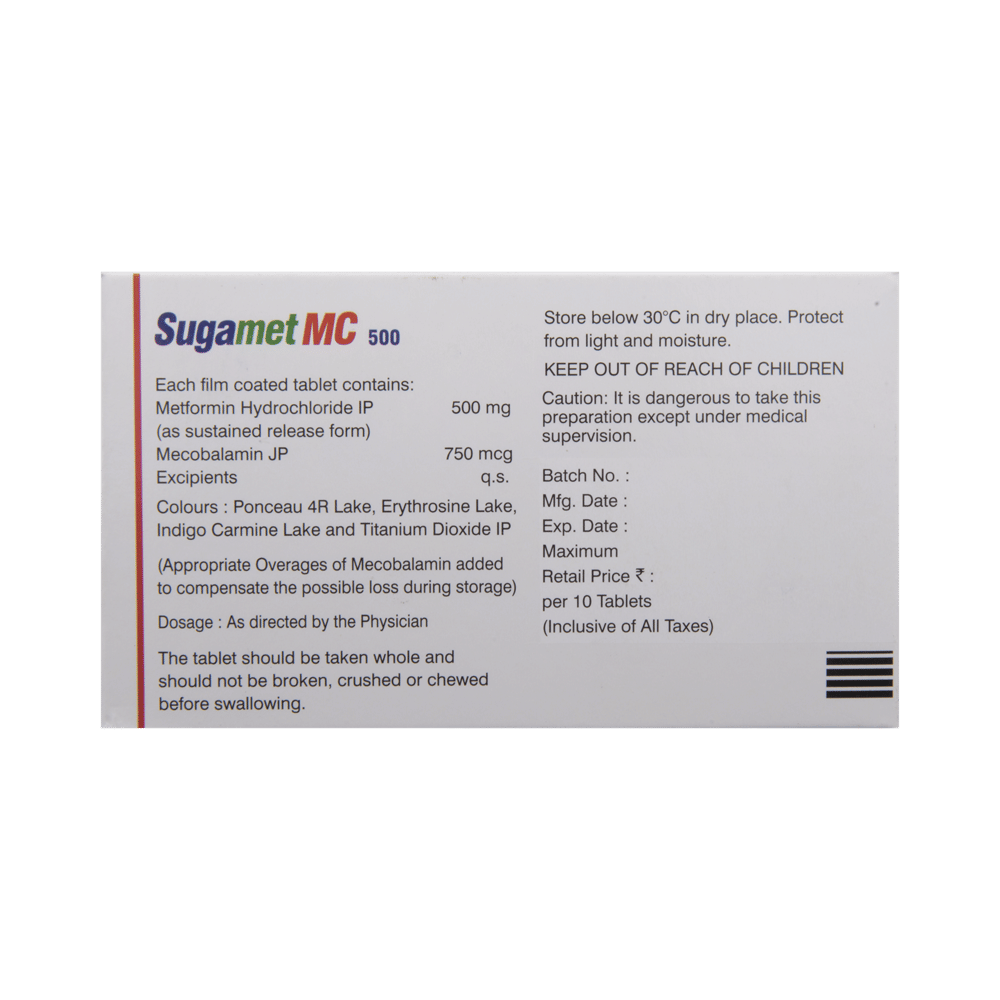 Sugamet MC 500 Tablet SR