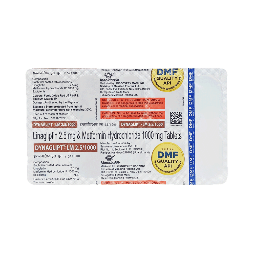 Dynaglipt LM 1000mg/2.5mg Tablet