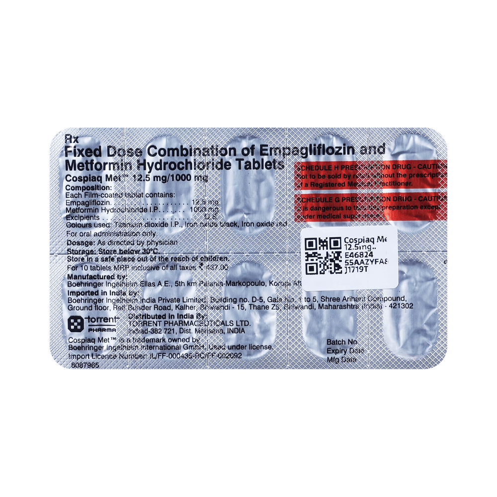 Cospiaq Met 12.5mg/1000mg Tablet