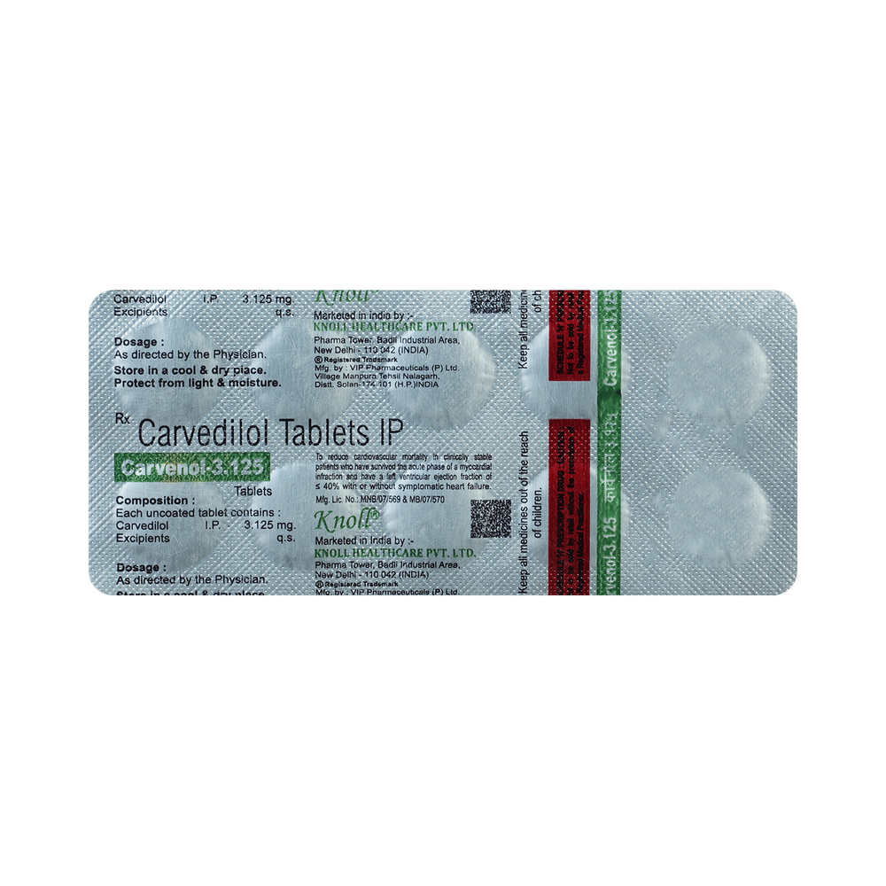 Carvenol 3.125mg Tablet