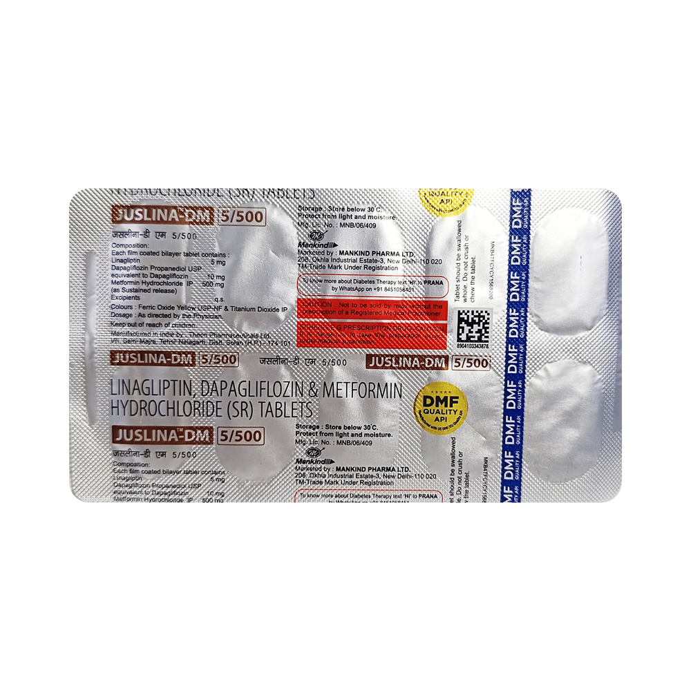 Juslina DM 10mg/5mg/500mg Tablet