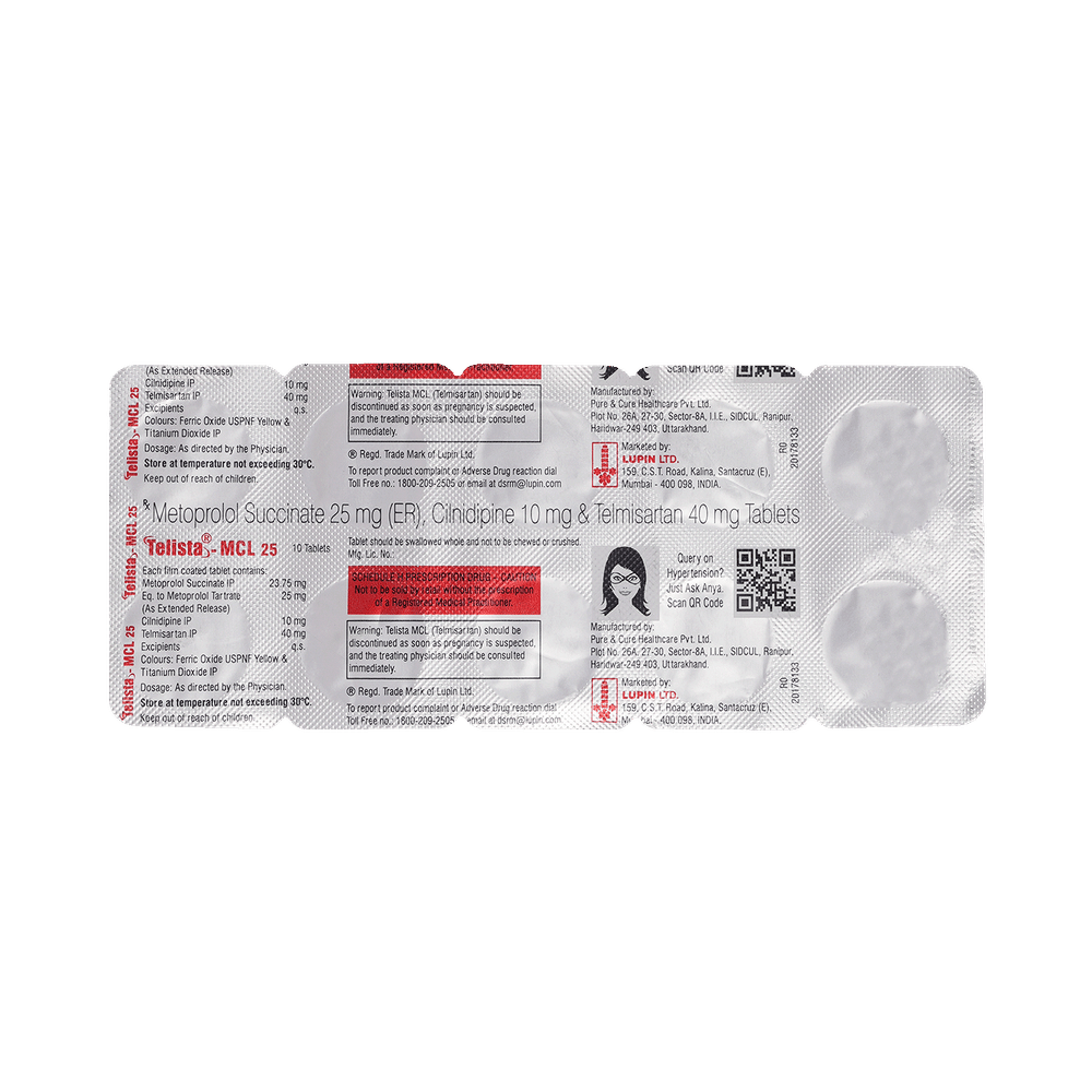 Telista MCL 10mg/25mg/40mg Tablet