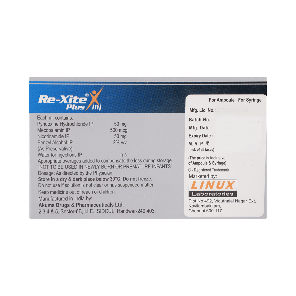 Rexite Plus 500mcg/50mg/50mg Injection