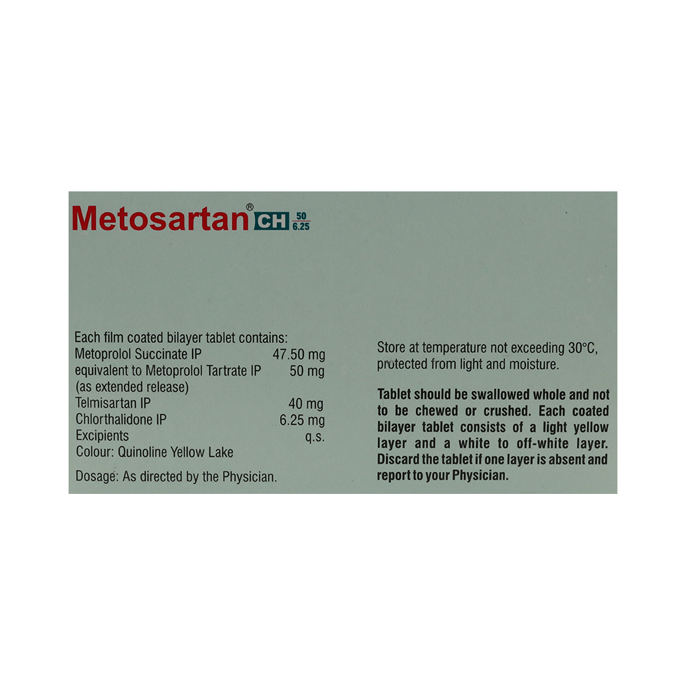 Metosartan CH 6.25mg/50mg/40mg Tablet ER