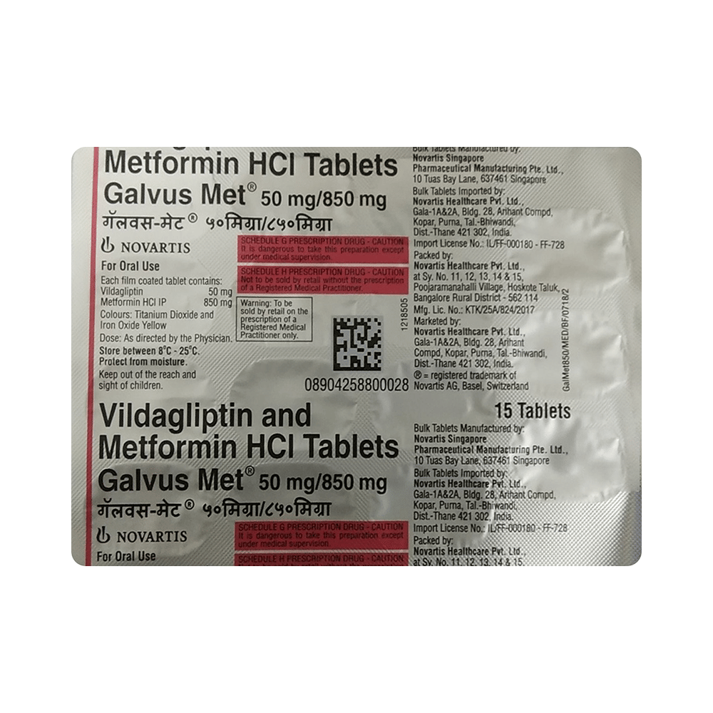 Galvus Met 50mg/850mg Tablet