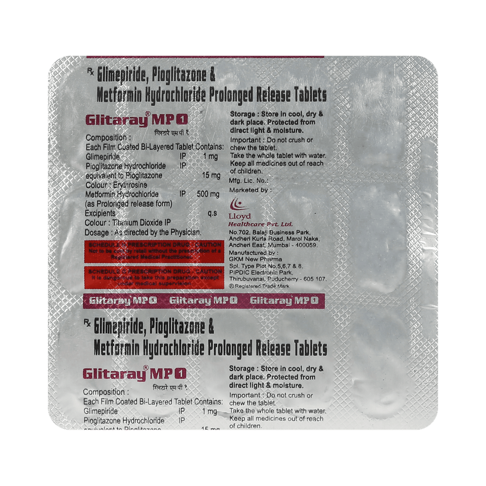 Glitaray MP 1mg/500mg/15mg Tablet PR