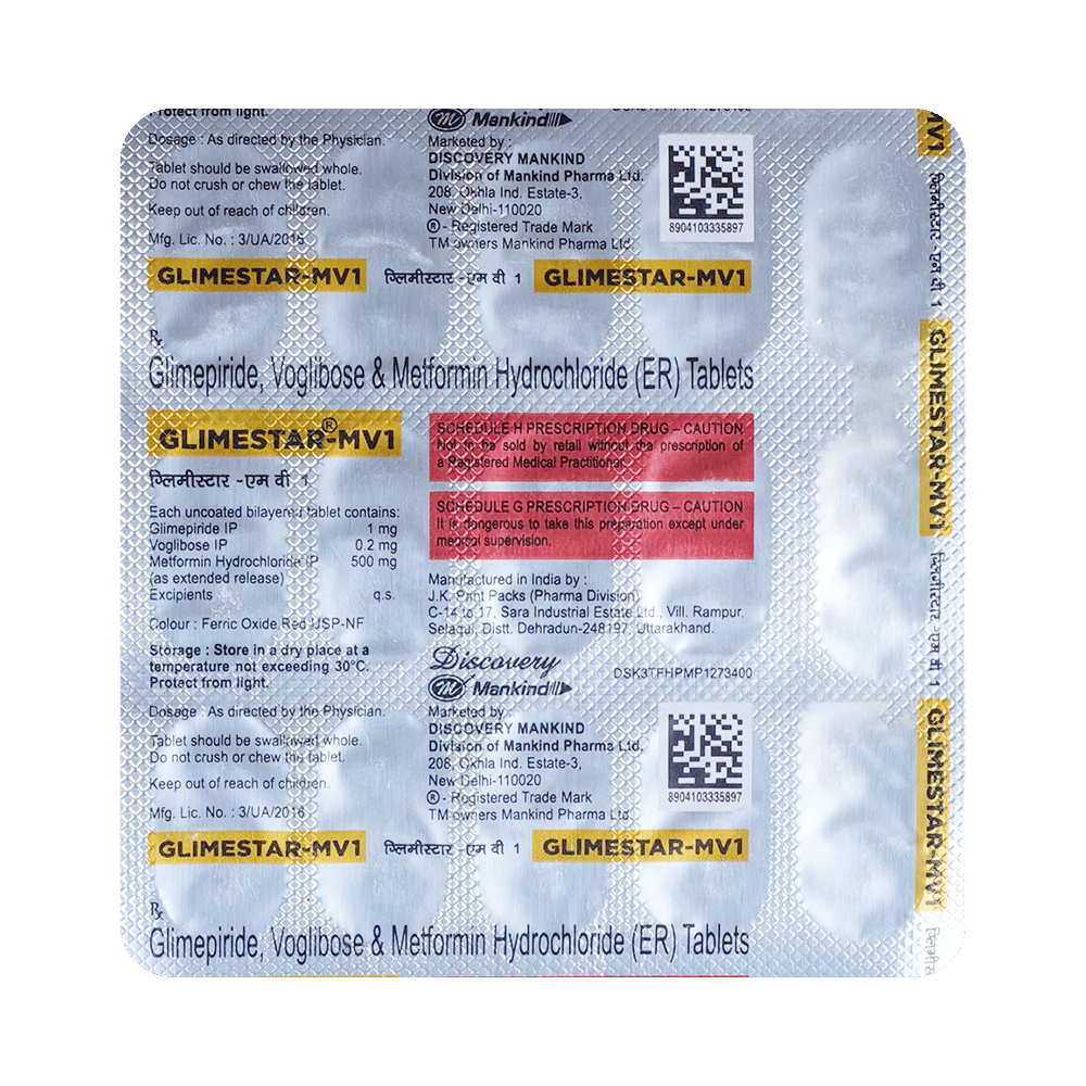 Glimestar MV 1mg/500mg/0.2mg Tablet