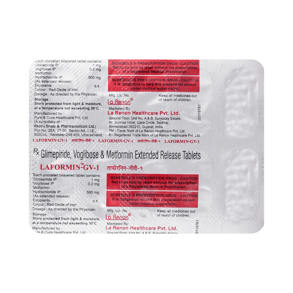 Laformin GV 1mg/500mg/0.2mg Tablet ER