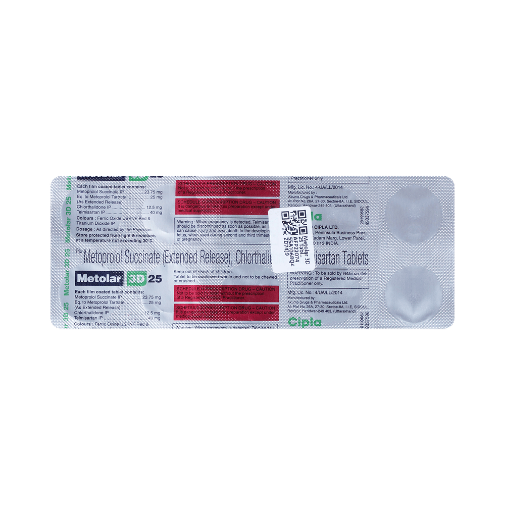 Metolar 3D 25 Tablet ER