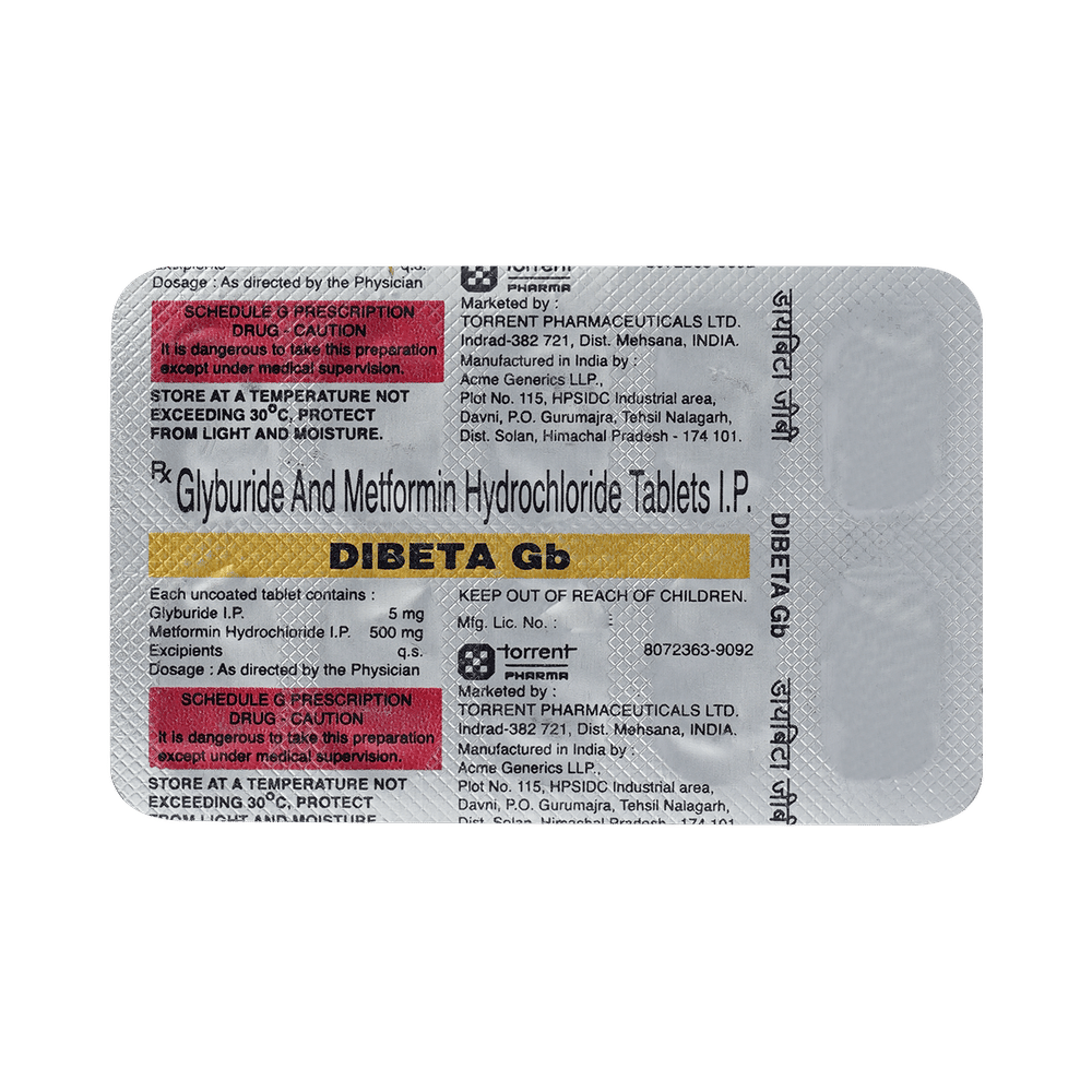 Dibeta GB 5mg/500mg Tablet