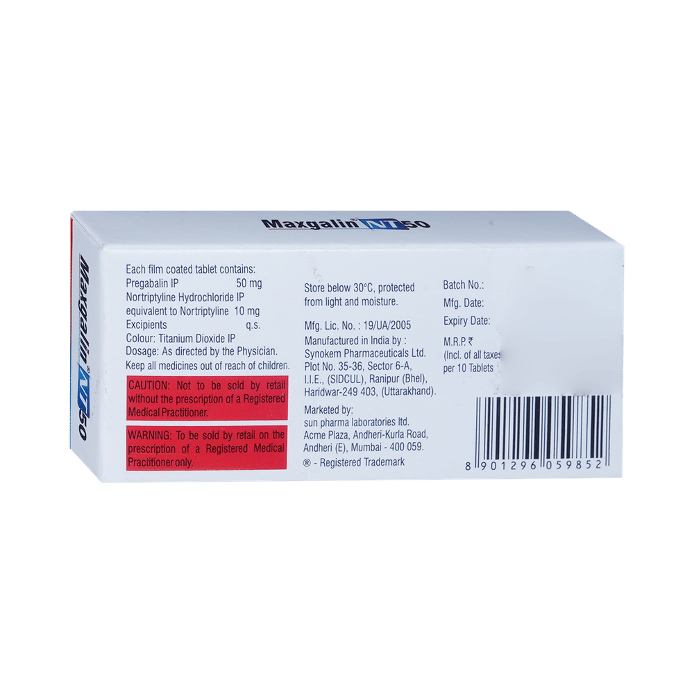 Maxgalin NT 50mg/10mg Tablet