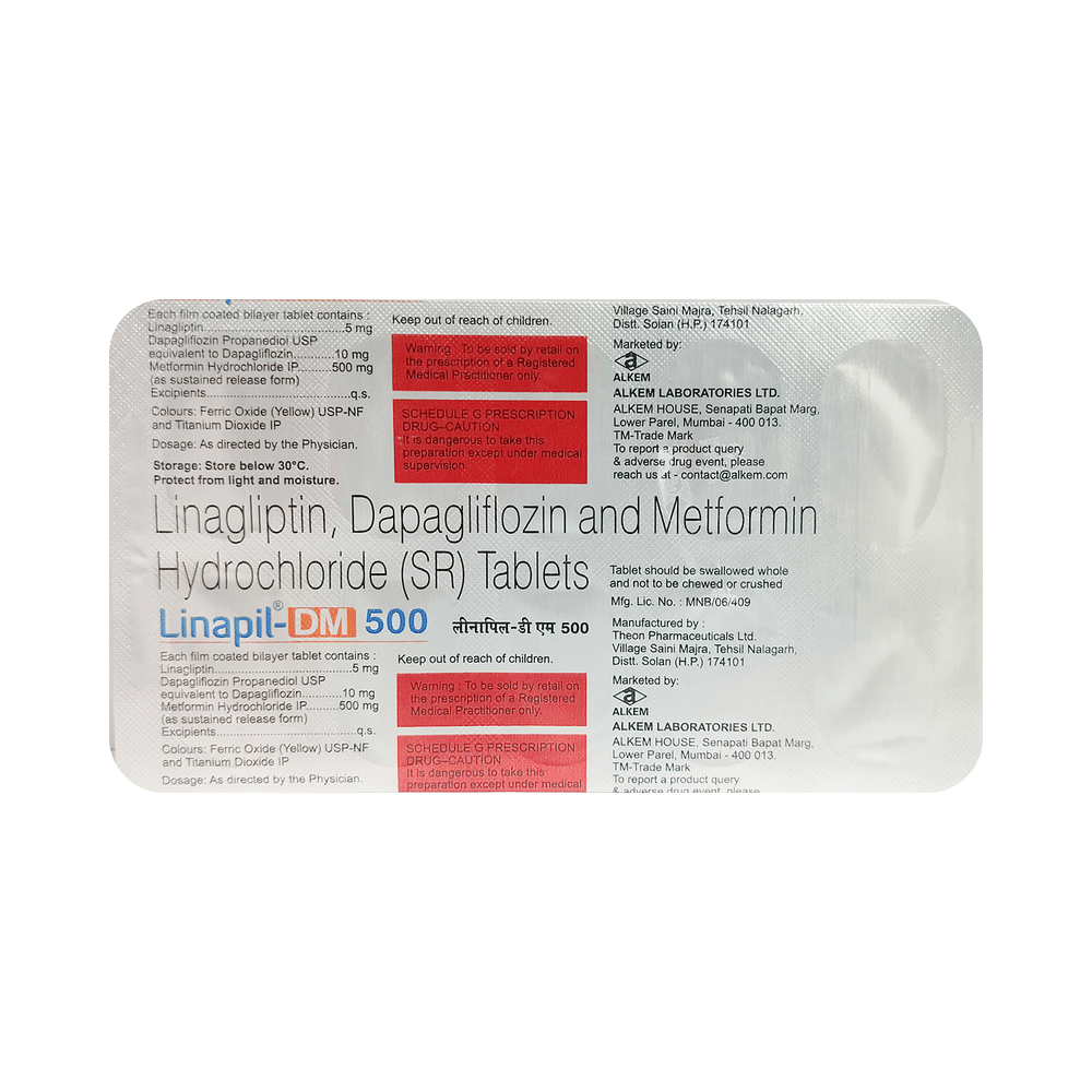 Linapil DM 10mg/5mg/500mg Tablet