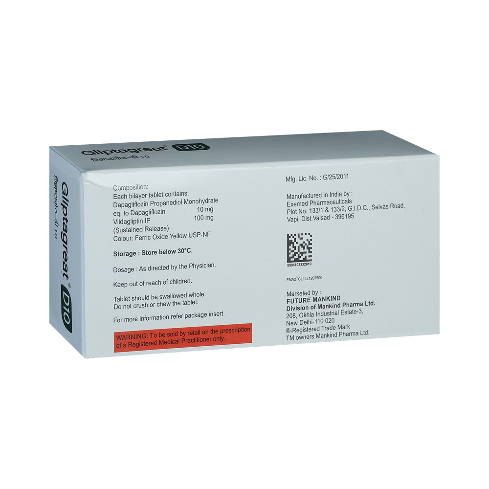 Gliptagreat D 10mg/100mg Tablet